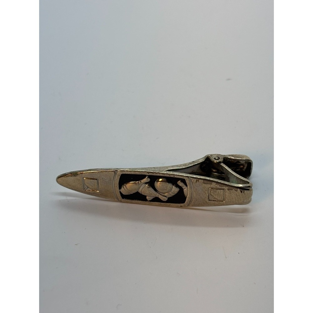 Vintage Silver Tone Tie Bar Bowling Pin Novelty Accessory Collector Gift
